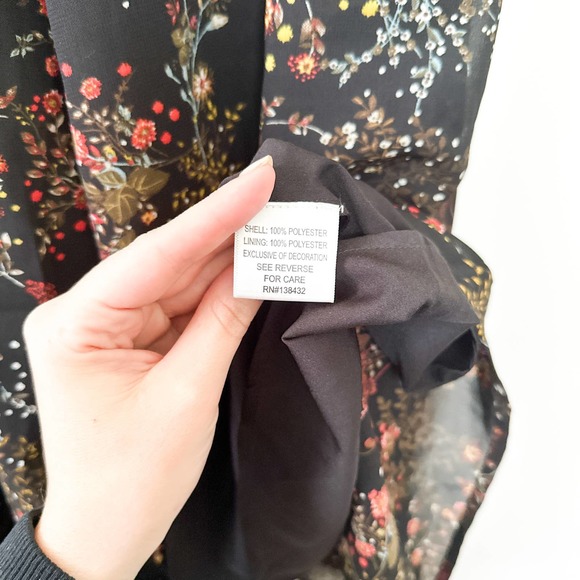 Modcloth Beaded Embellished Sequin Black Floral Midi Dress Size Medium A Line - Picture 10 of 10